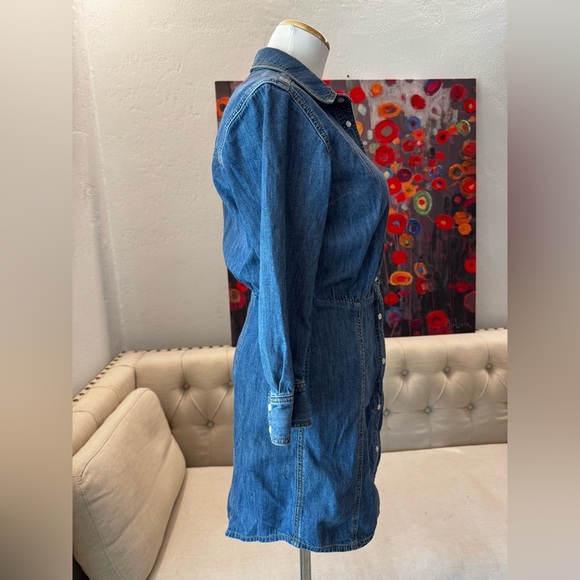 VERONICA BEARD Keston Snap-Front Denim Shirt Dress 4 - Picture 5 of 13